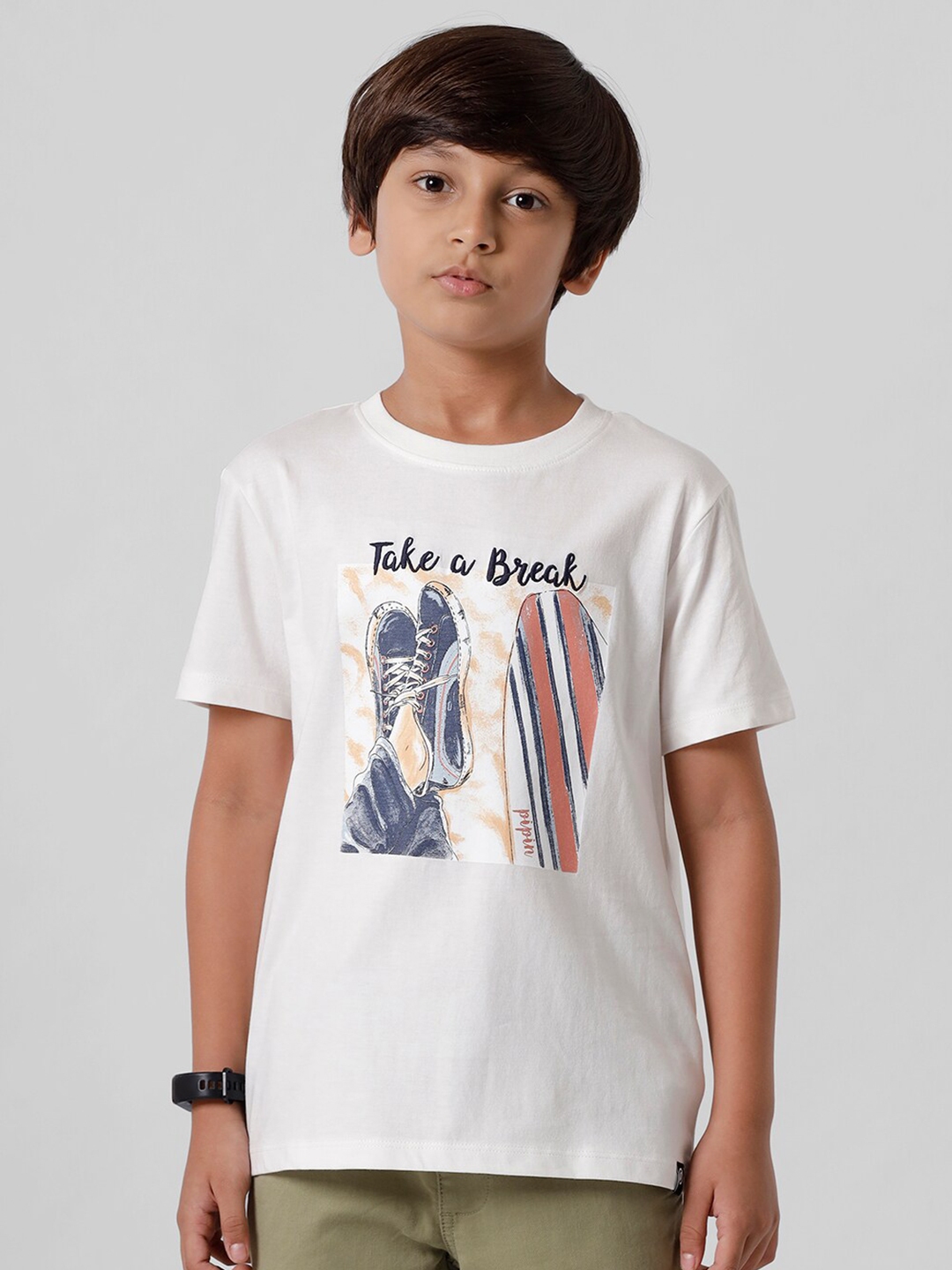 Buy PIPIN Boys Off White Floral Printed Raw Edge T Shirt - Tshirts for ...