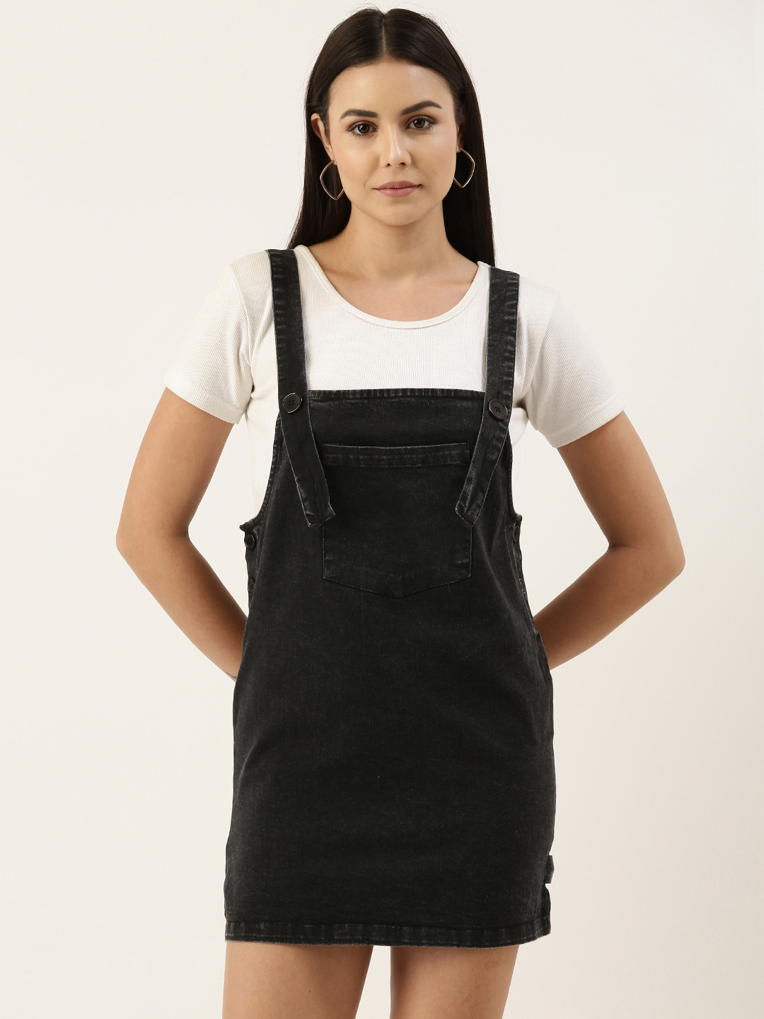 Buy FOREVER 21 Women Black Pinafore Dress Dresses for Women 18722108