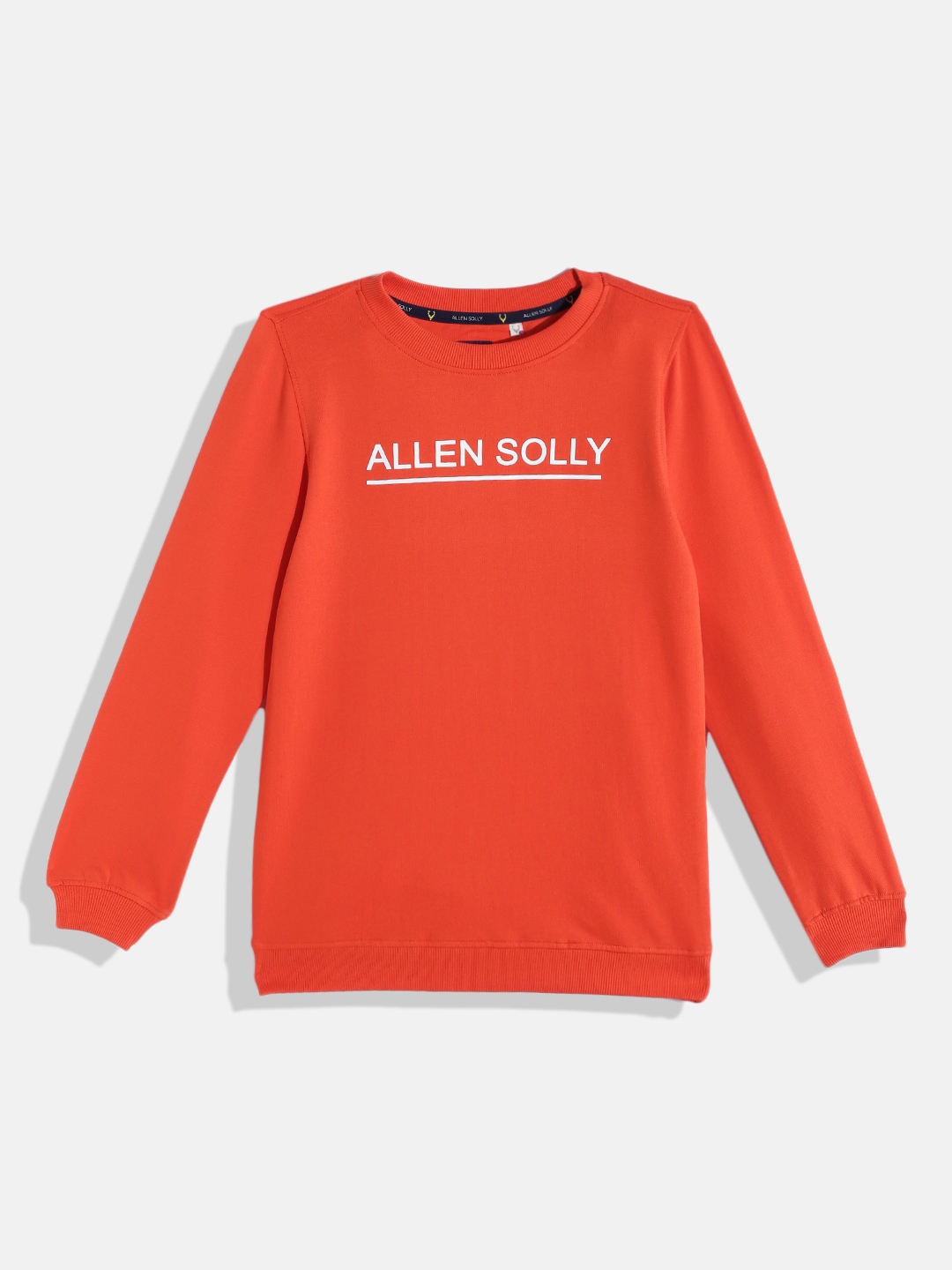 Buy Allen Solly Junior Boys Orange & White Brand Logo Print Pure Cotton ...