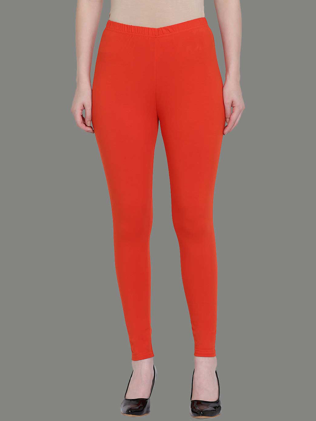 Buy SPIFFY Women Orange Solid Ankle Length Leggings Leggings for