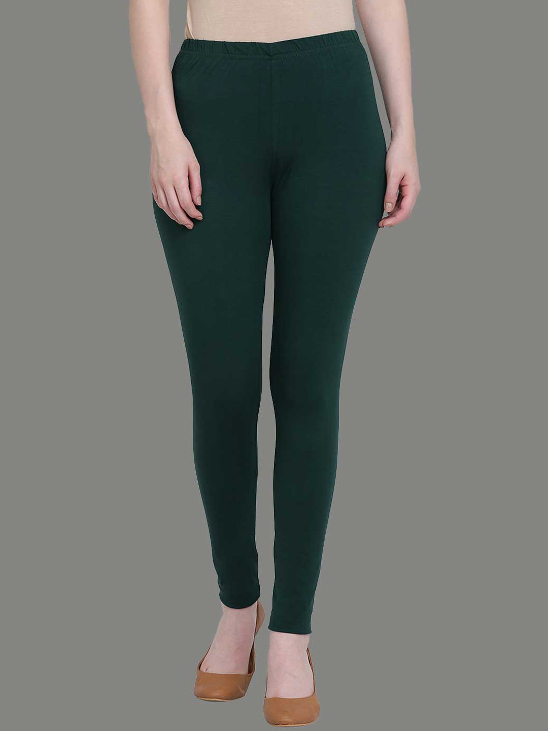 Buy SPIFFY Women Bottle Green Solid Ankle Length Leggings Leggings