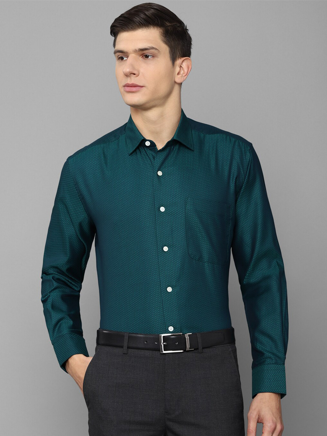 Buy Luxure By Louis Philippe Men Green Formal Shirt Shirts for Men — free download