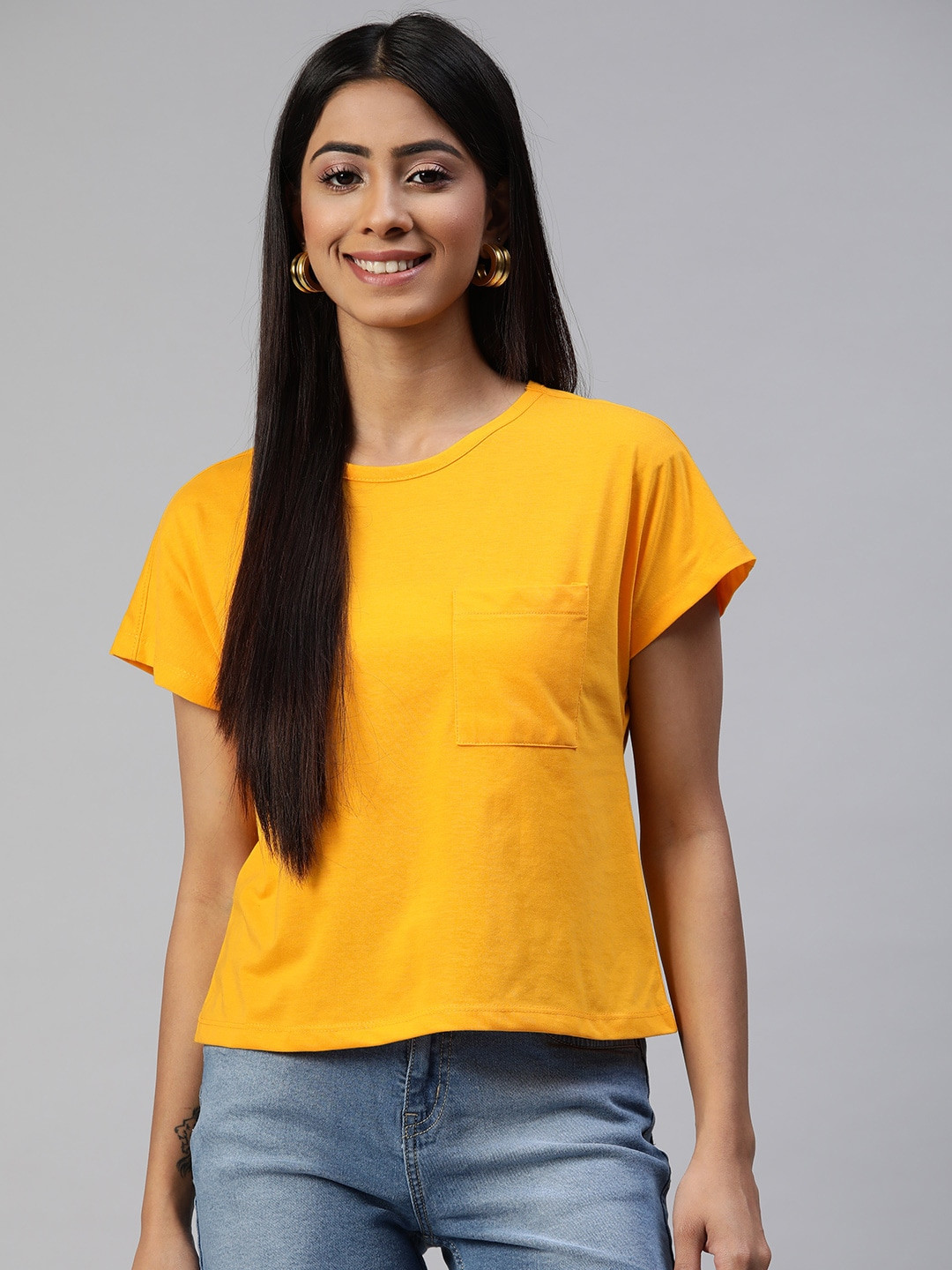 Buy Provogue Women Mustard Yellow T Shirt Tshirts for Women 18730782