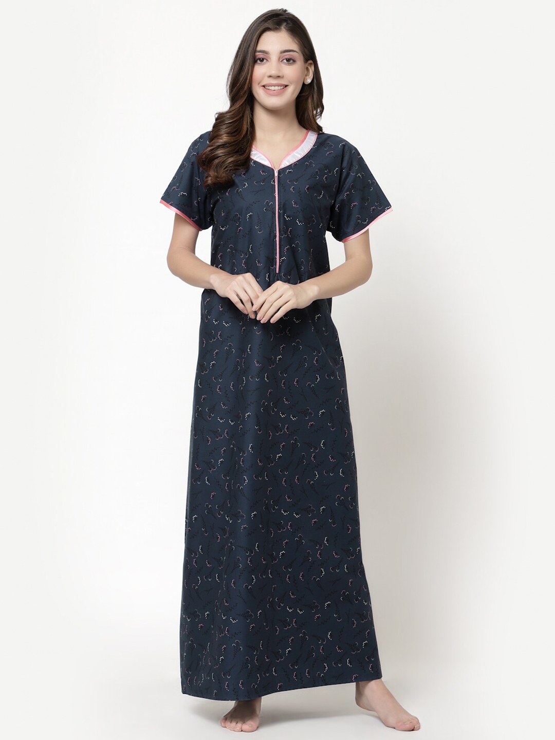 Buy Sweet Dreams Blue Printed Maxi Nightdress - Nightdress for Women ...
