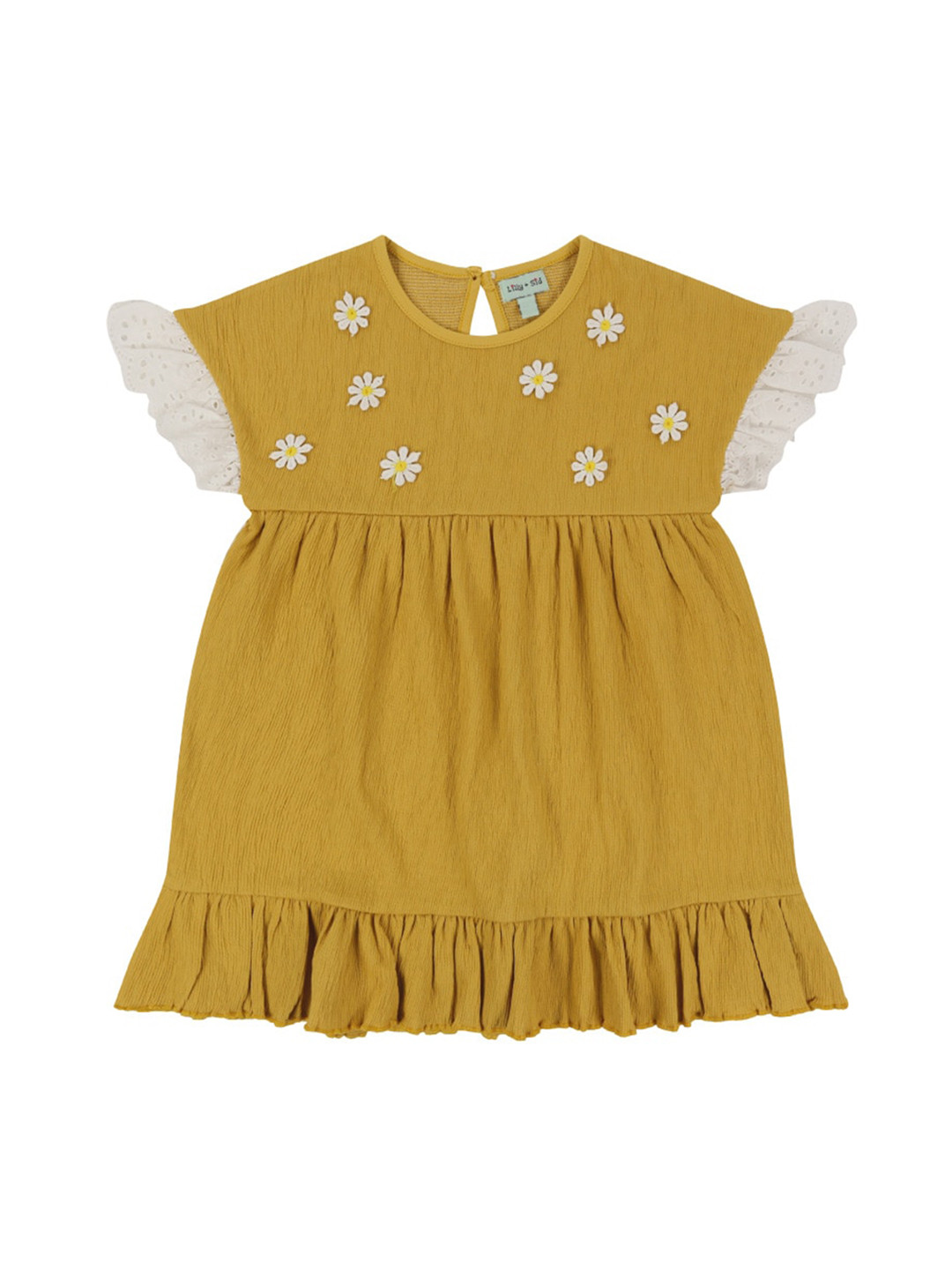 Buy Lilly And Sid Yellow & White Floral Organic Cotton Dress Dresses
