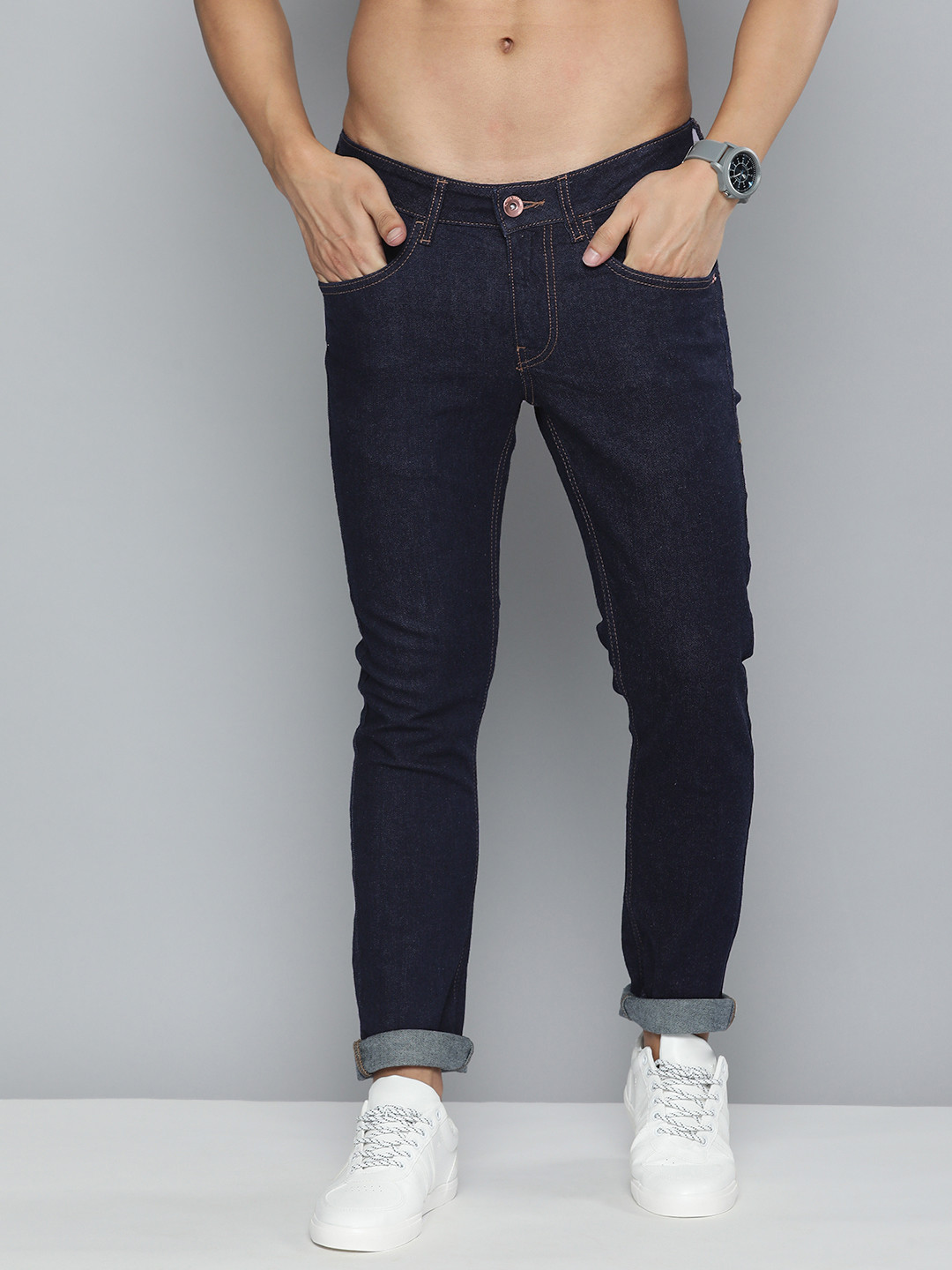 Buy Flying Machine Men Navy Blue Jackson Skinny Fit Low Rise ...