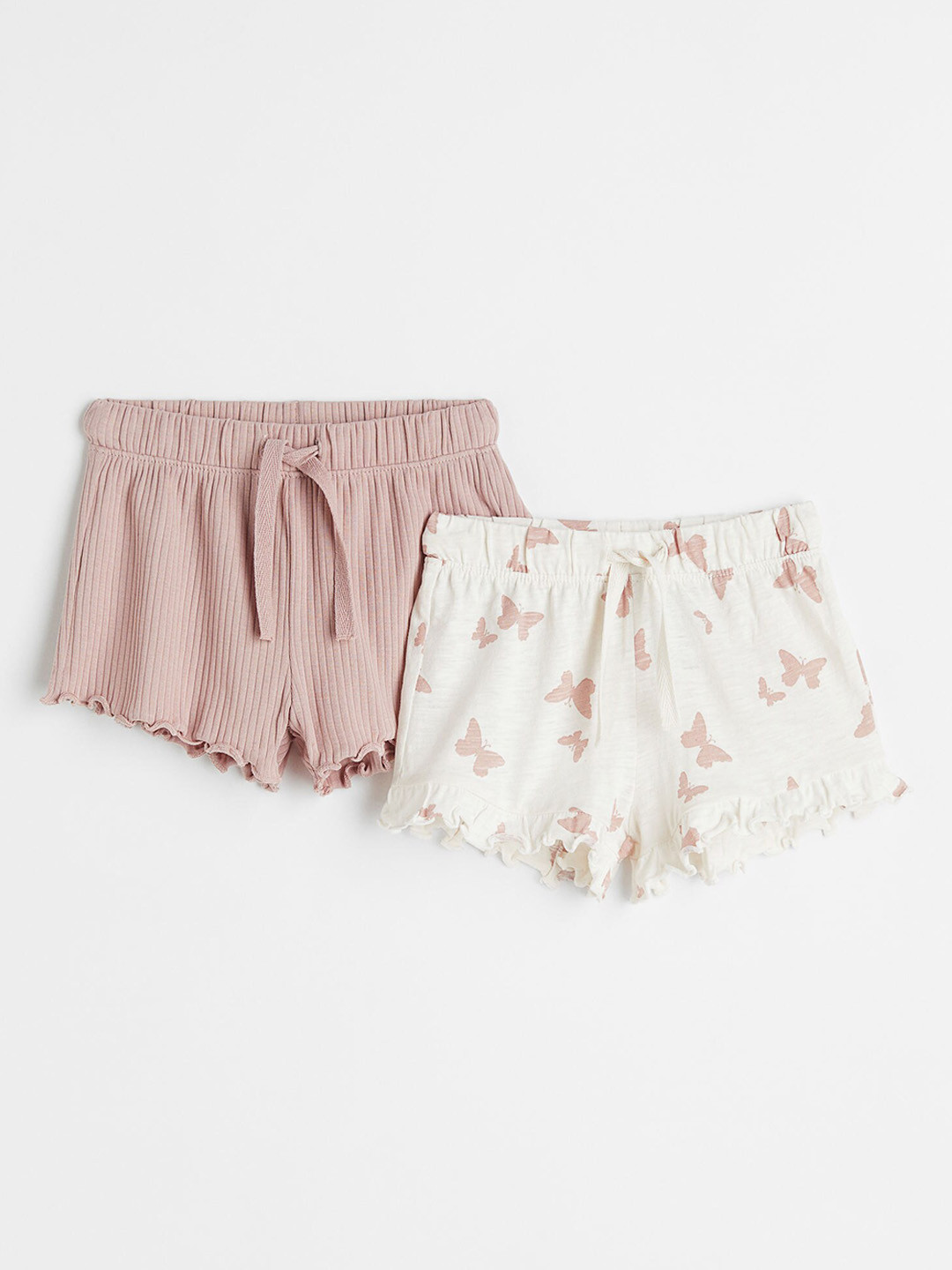 Buy H&M Pink & White 2 Pack Cotton Shorts Shorts for Girls 18736242