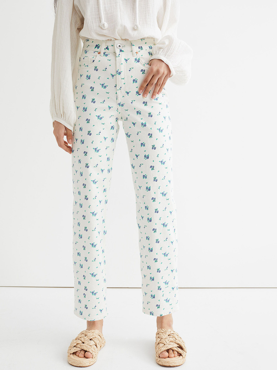 Buy H&M Women White Straight High Ankle Jeans Jeans for Women
