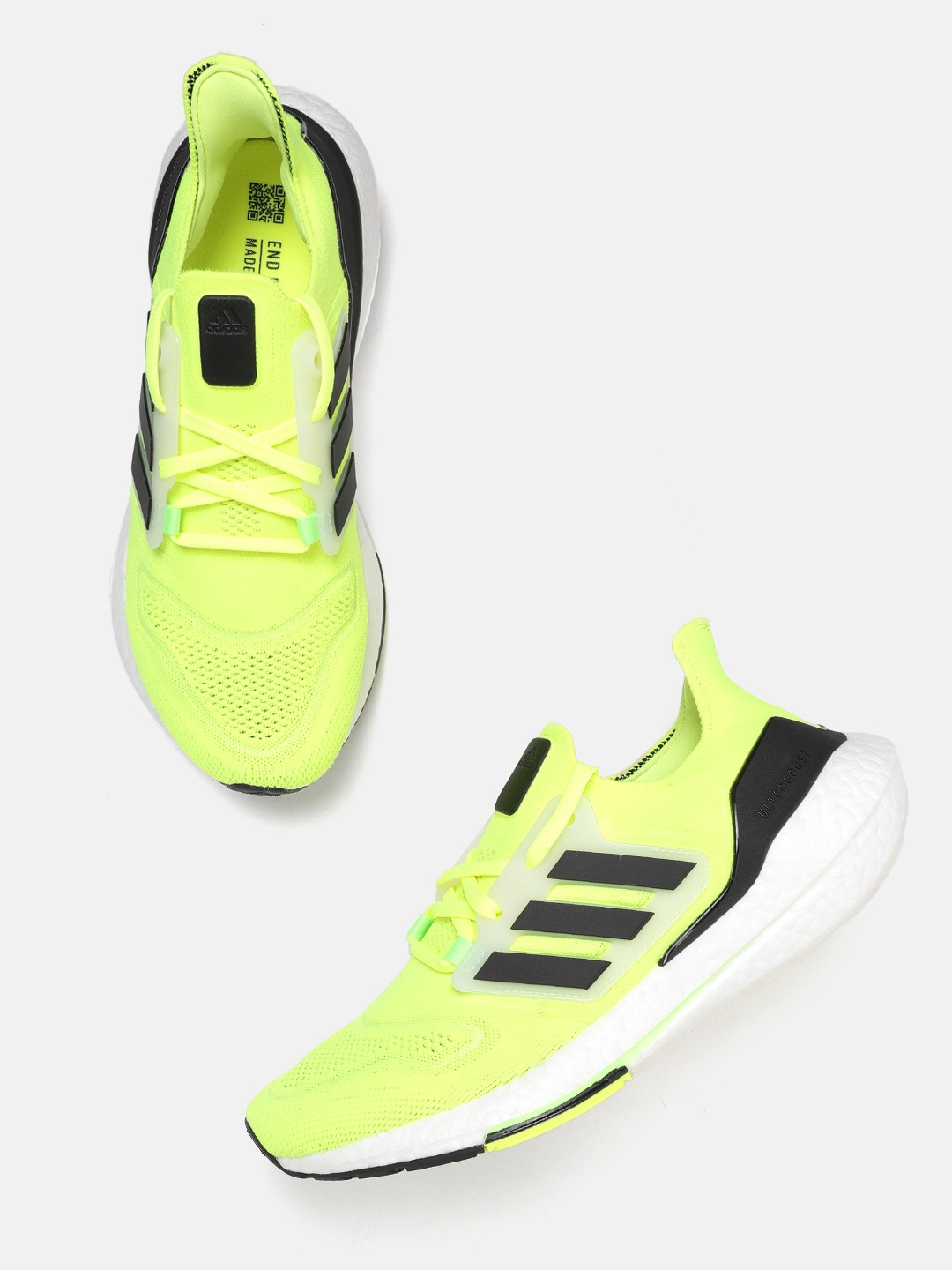 Buy Adidas Men Fluorescent Green And Black Woven Design Ultraboost 22 Running Shoes Sports Shoes 5892