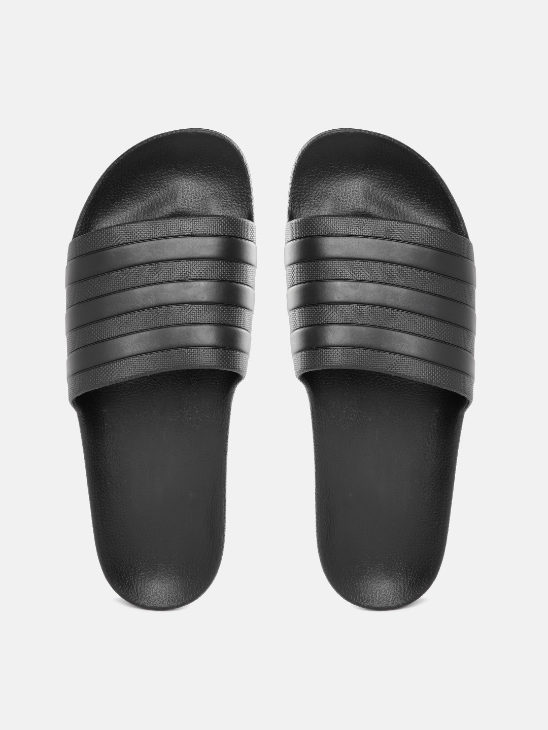 Buy ADIDAS Unisex Black Self Striped Adilette Aqua Sliders Flip Flops