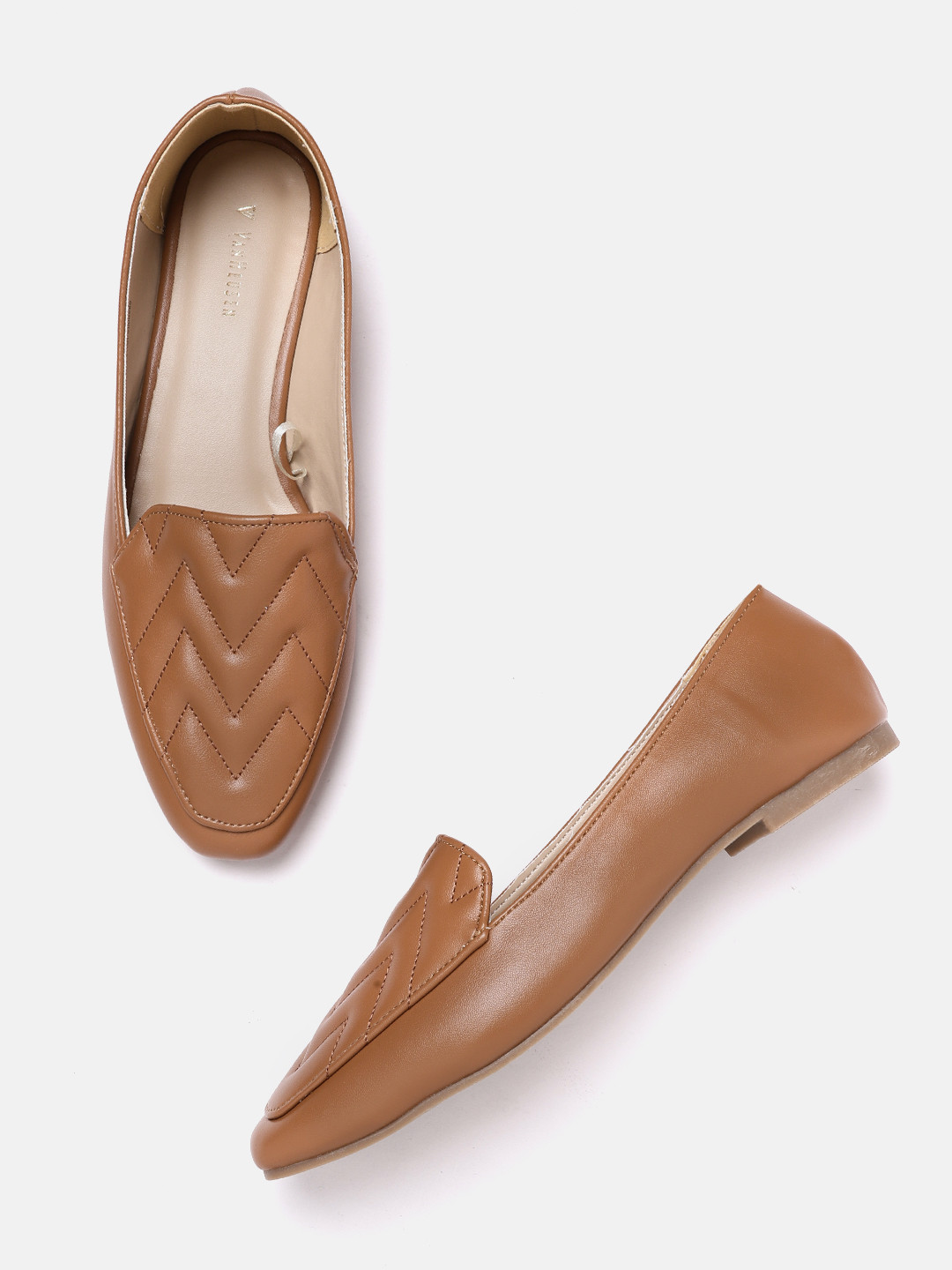 Buy Van Heusen Woman Tan Brown Quilted Ballerinas Flats for Women