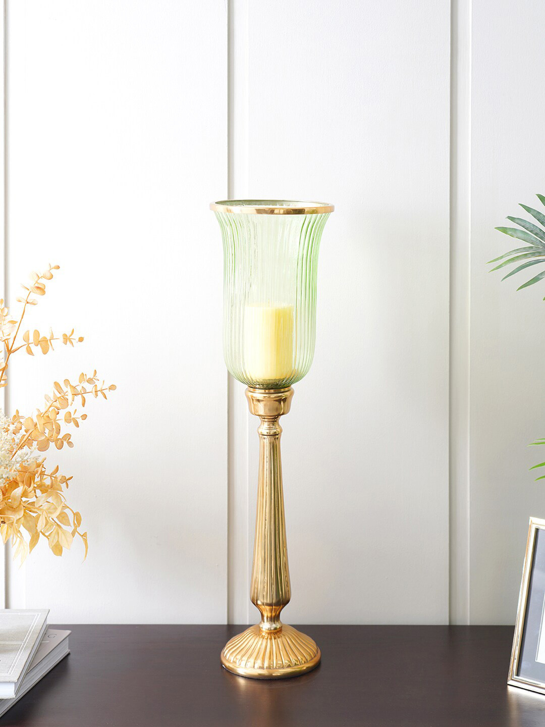 Buy Pure Home And Living Green & Gold Toned Textured Noor Large