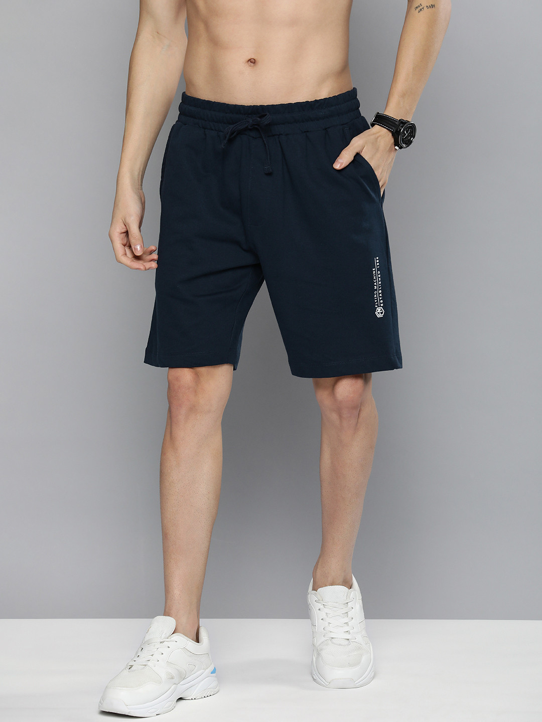 Buy Flying Machine Men Navy Blue Slim Fit Regular Shorts - Shorts for ...