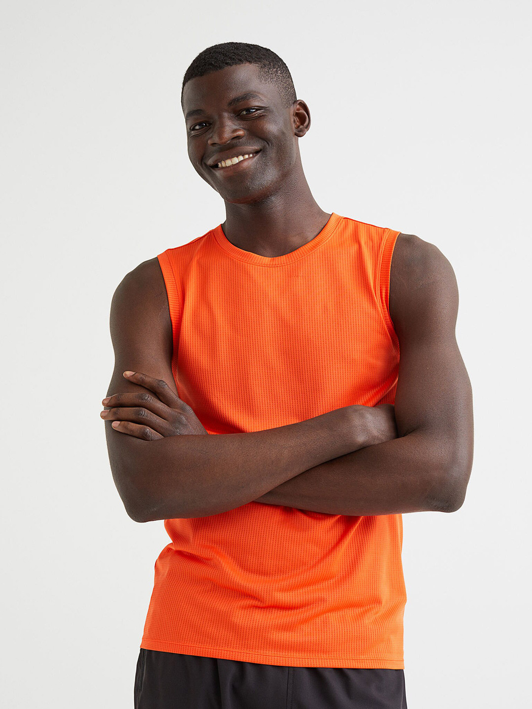Buy H&M Men Orange Regular Fit Running Vest Top Tshirts for Men