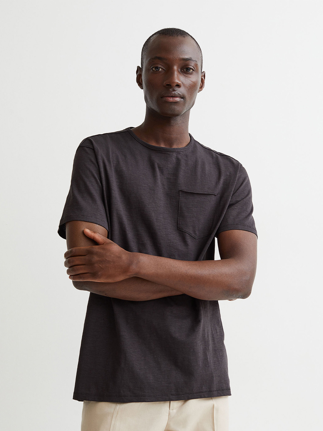 Buy H&M Men Black Solid Round Neck Cotton Regular Fit T Shirt Tshirts for Men 18743082 Myntra