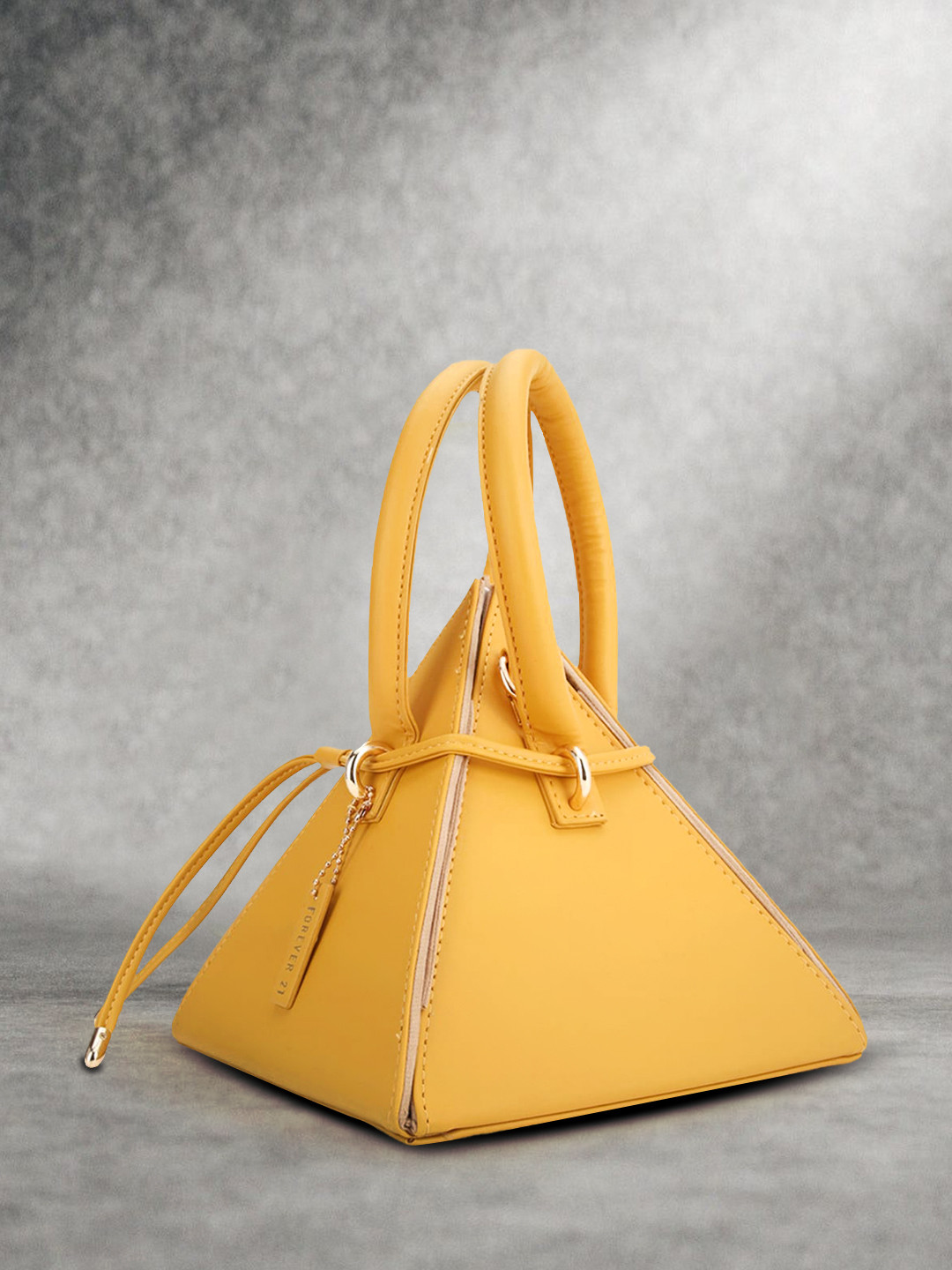 Buy FOREVER 21 Yellow Colourblocked PU Structured Handheld Bag
