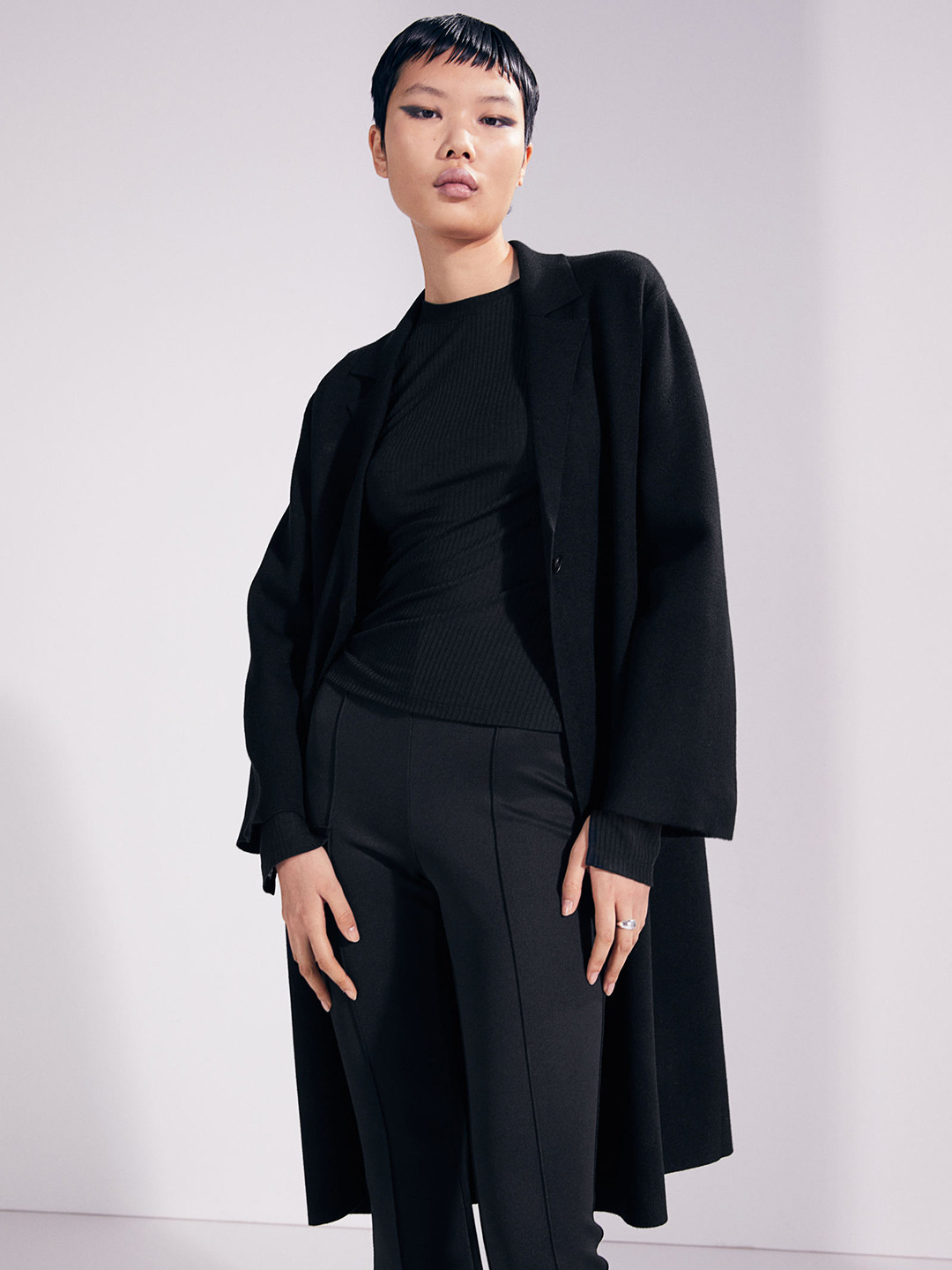 Buy H&M Women Black Solid Longline One Button Coat Coats for Women 18746902 Myntra