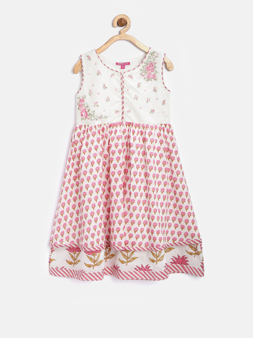 Buy Biba Girls Off White Floral Print A Line Dress Dresses for Girls