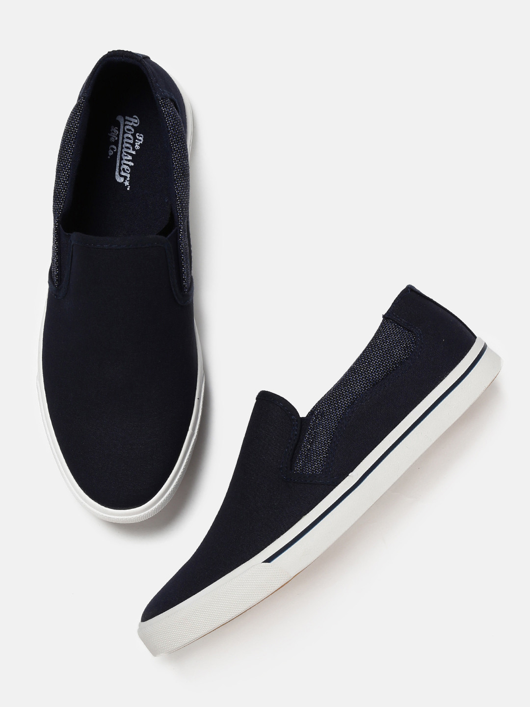 slip on navy blue sneakers