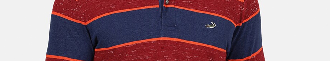 Buy Crocodile Men Navy Blue Striped Polo Collar Slim Fit T Shirt ...