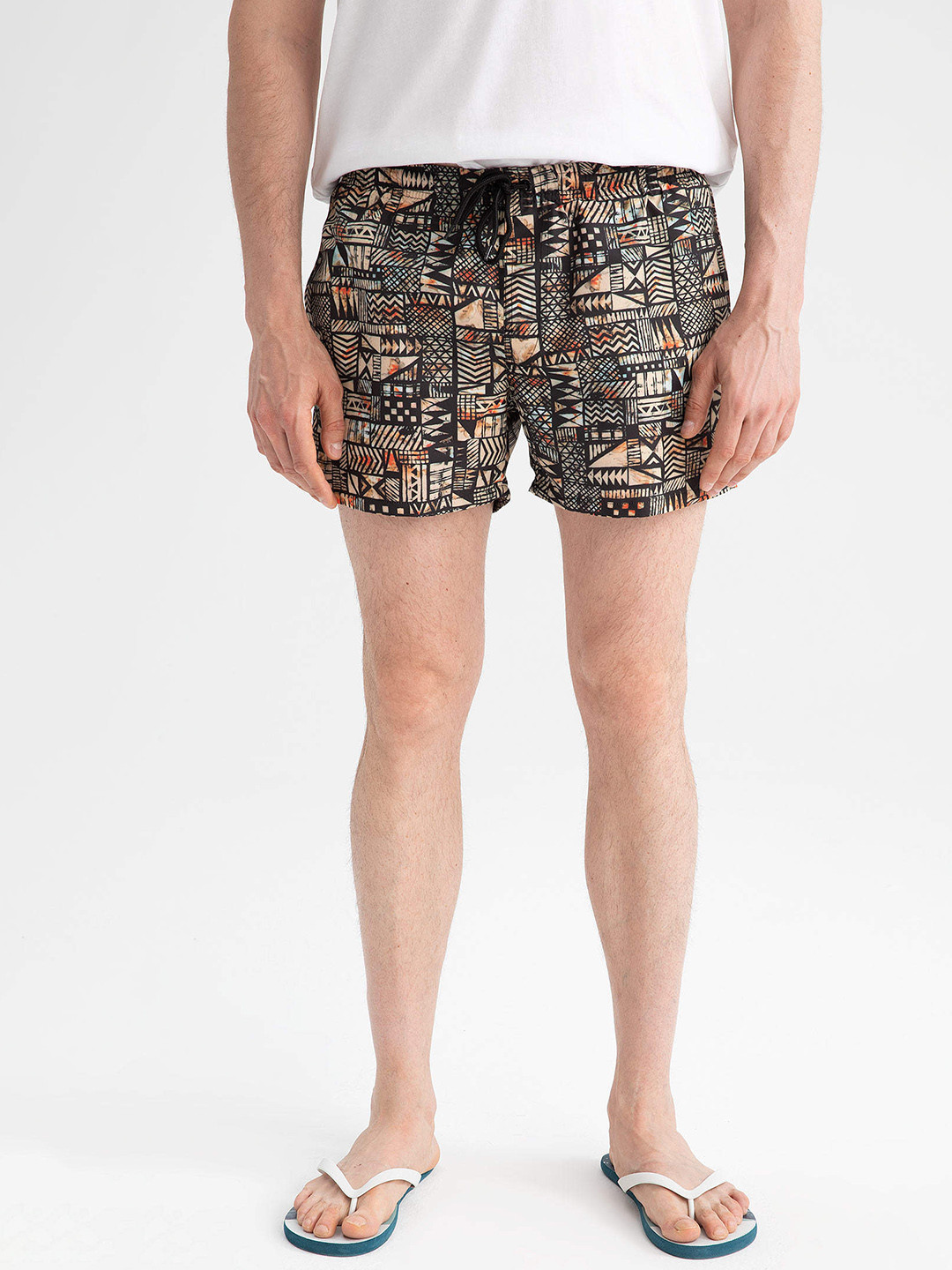 Buy DeFacto Men Black & Brown Printed Shorts Shorts for Men 18750020