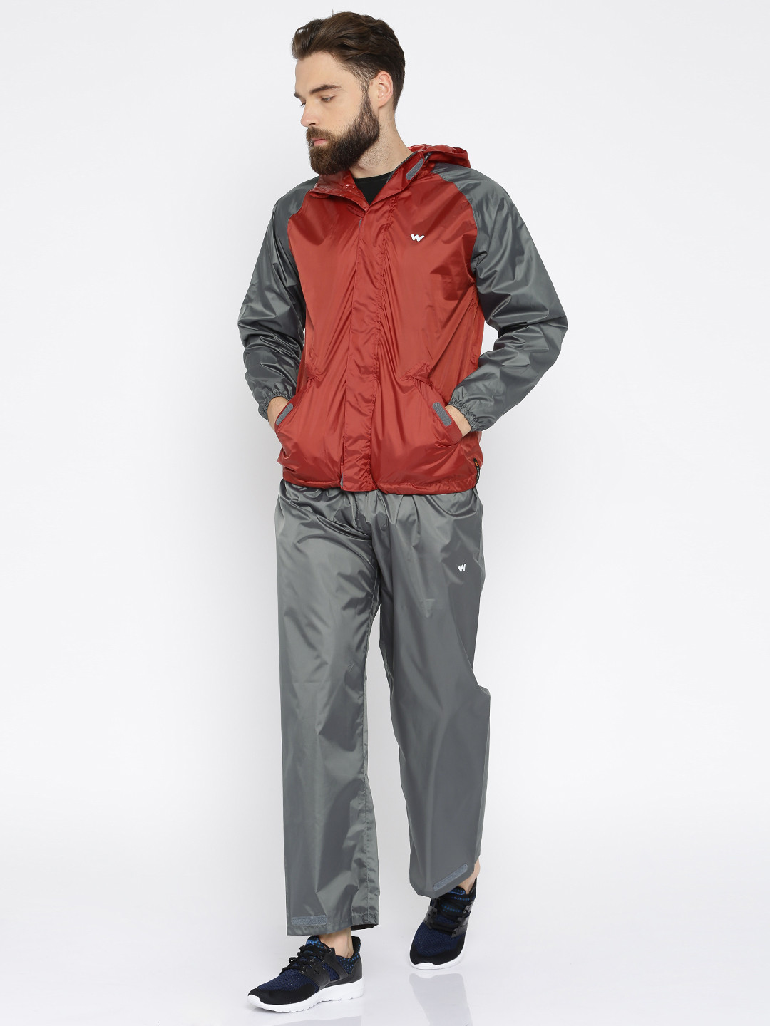 Buy Wildcraft Red & Grey With Trousers Rain Jacket Suit 2 Tone Rain