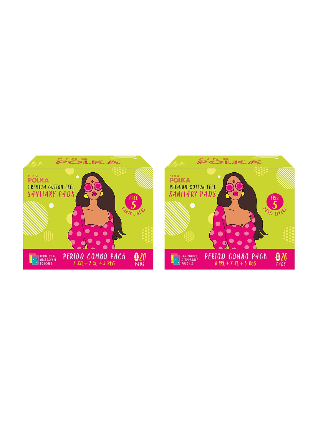 Buy PINQ Polka Period Combo Pack Premium Organic Cotton Feel Ultra ...