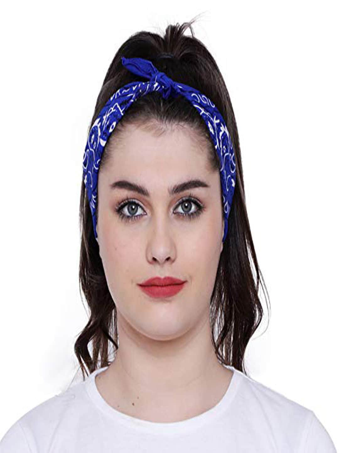 Buy Aadishwar Creations Blue & White Printed Pure Cotton Bandana
