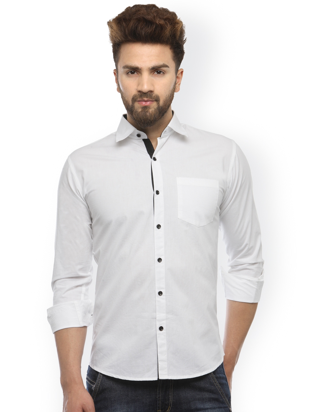 Buy JAINISH Men White Comfort Fit Solid Casual Shirt - Shirts for Men ...