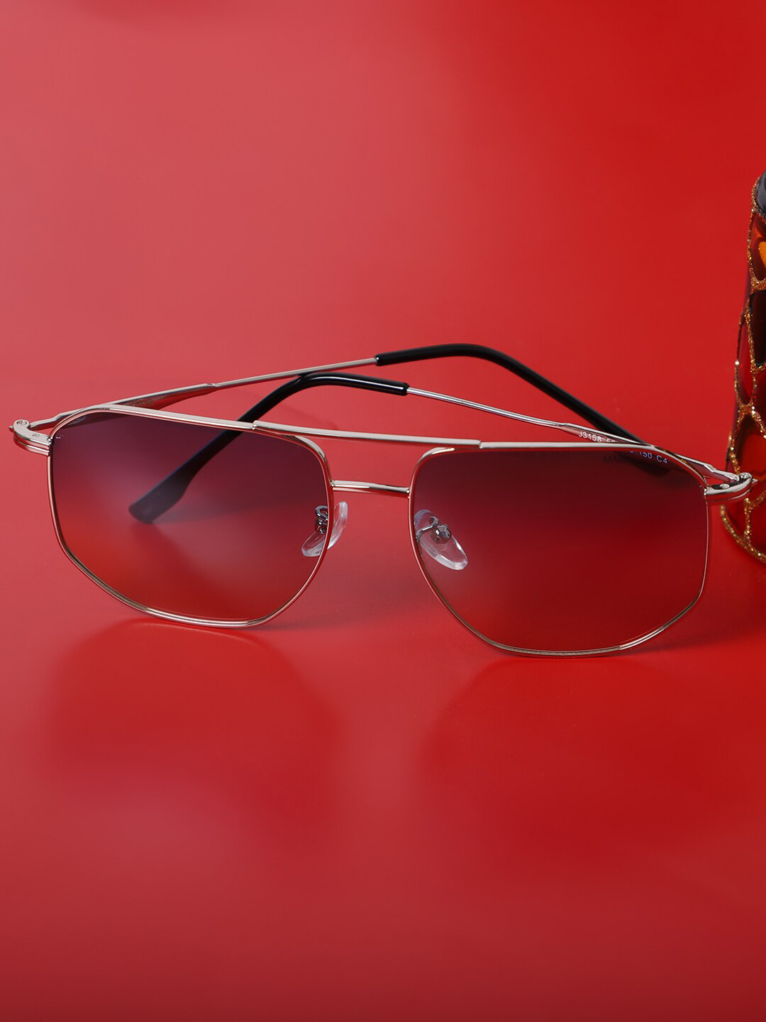 Buy MARC LOUIS Men Blue Lens & Silver Toned Aviator Sunglasses With UV Protected Lens