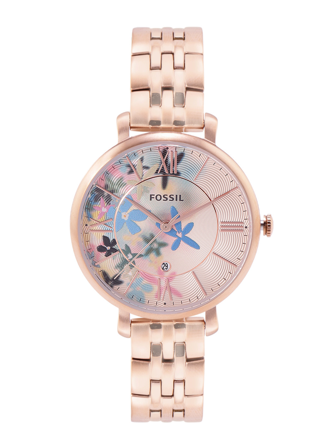 Buy Fossil Women Jacqueline Rose Gold Toned Floral Printed Analogue Watch ES5185 Watches for