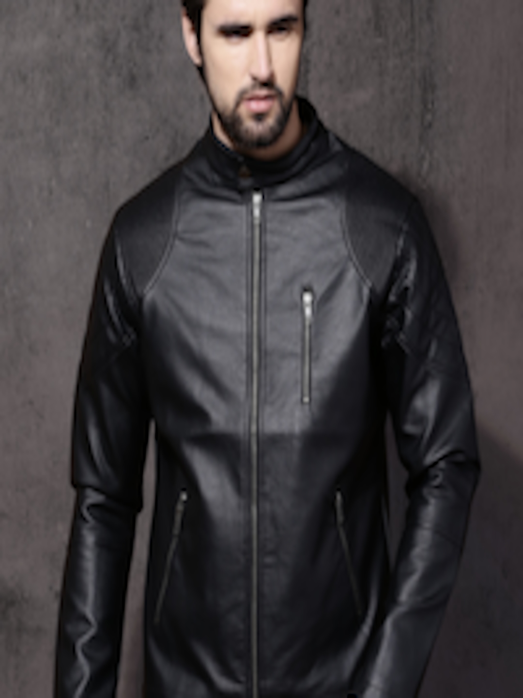 Buy Roadster Men Black Solid Biker Jacket - Jackets for Men 1875819 ...