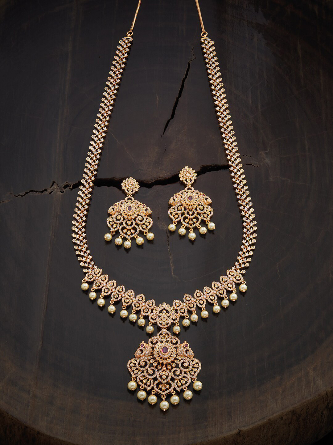 Buy Kushal's Fashion Jewellery Red & Gold Plated CZ Jewelry Set