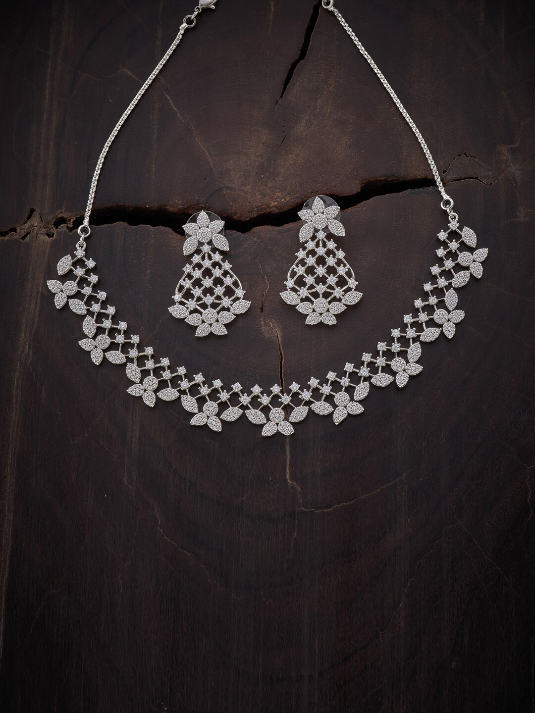 Buy Kushal's Fashion Jewellery Rhodium Plated White Cubic Zirconia