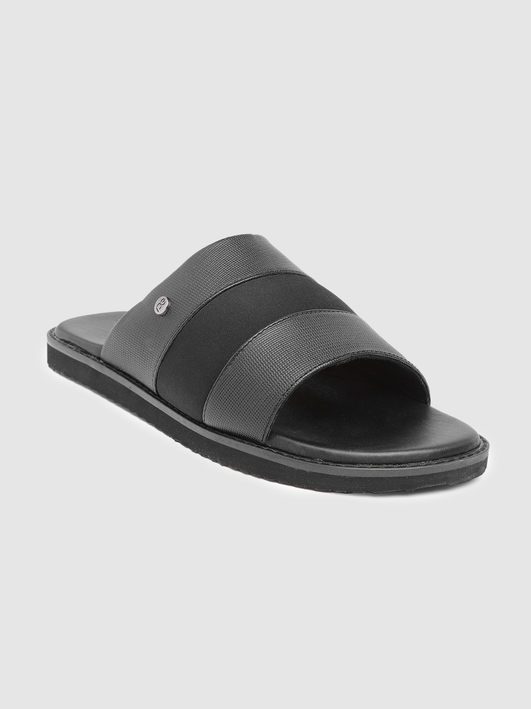 Buy Peter England Men Black Woven Design Comfort Sandals Sandals for