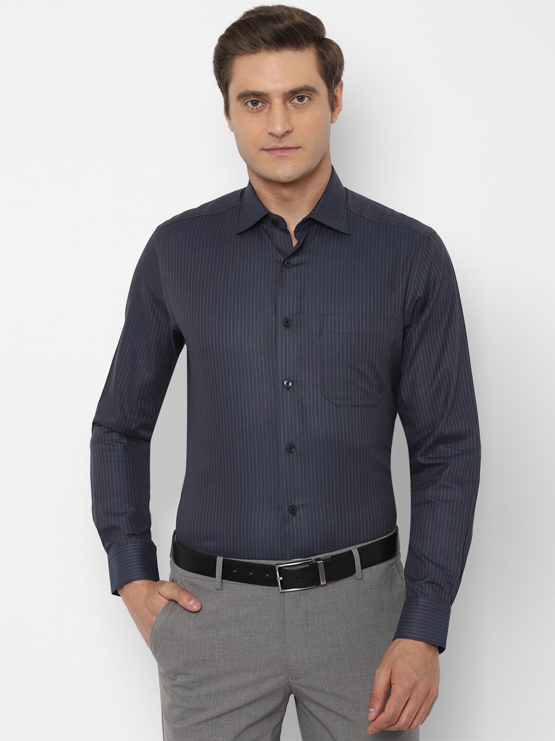 Buy Louis Philippe Men Navy Blue Checked Formal Shirt - Shirts for Men ...
