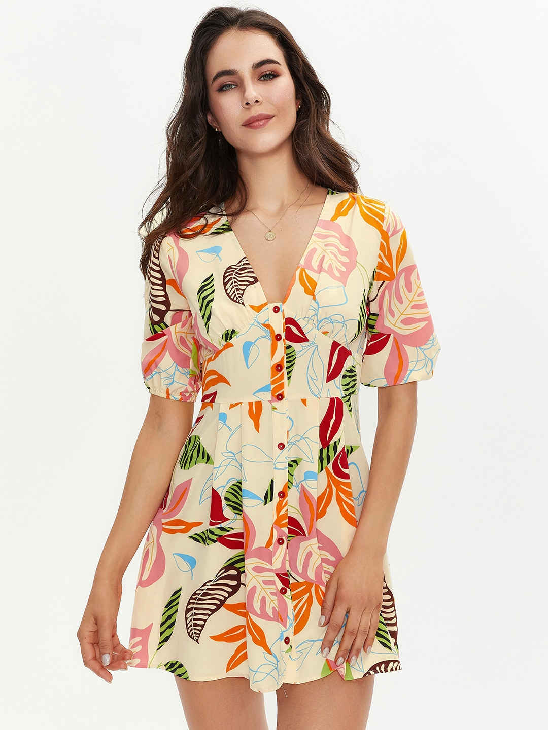 Buy Urbanic Peach Coloured Floral Mini Dress Dresses For Women 18763320 Myntra 6252