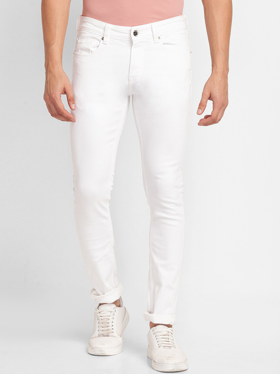 Costume National White Cotton Slim Fit Straight Jeans Pants