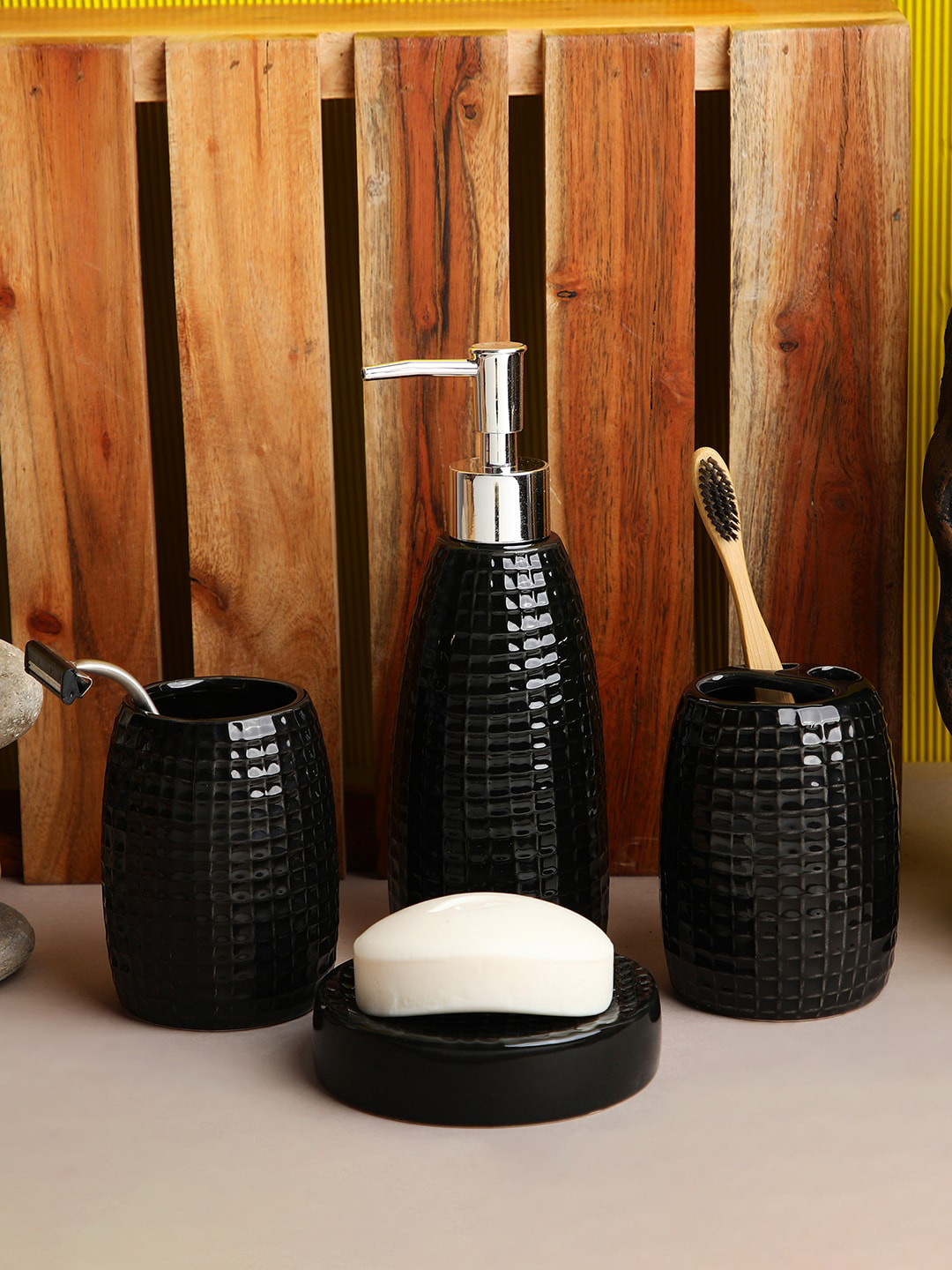 Buy ROMEE Black Ceramic Bathroom Accessories Set Bathroom Accessories