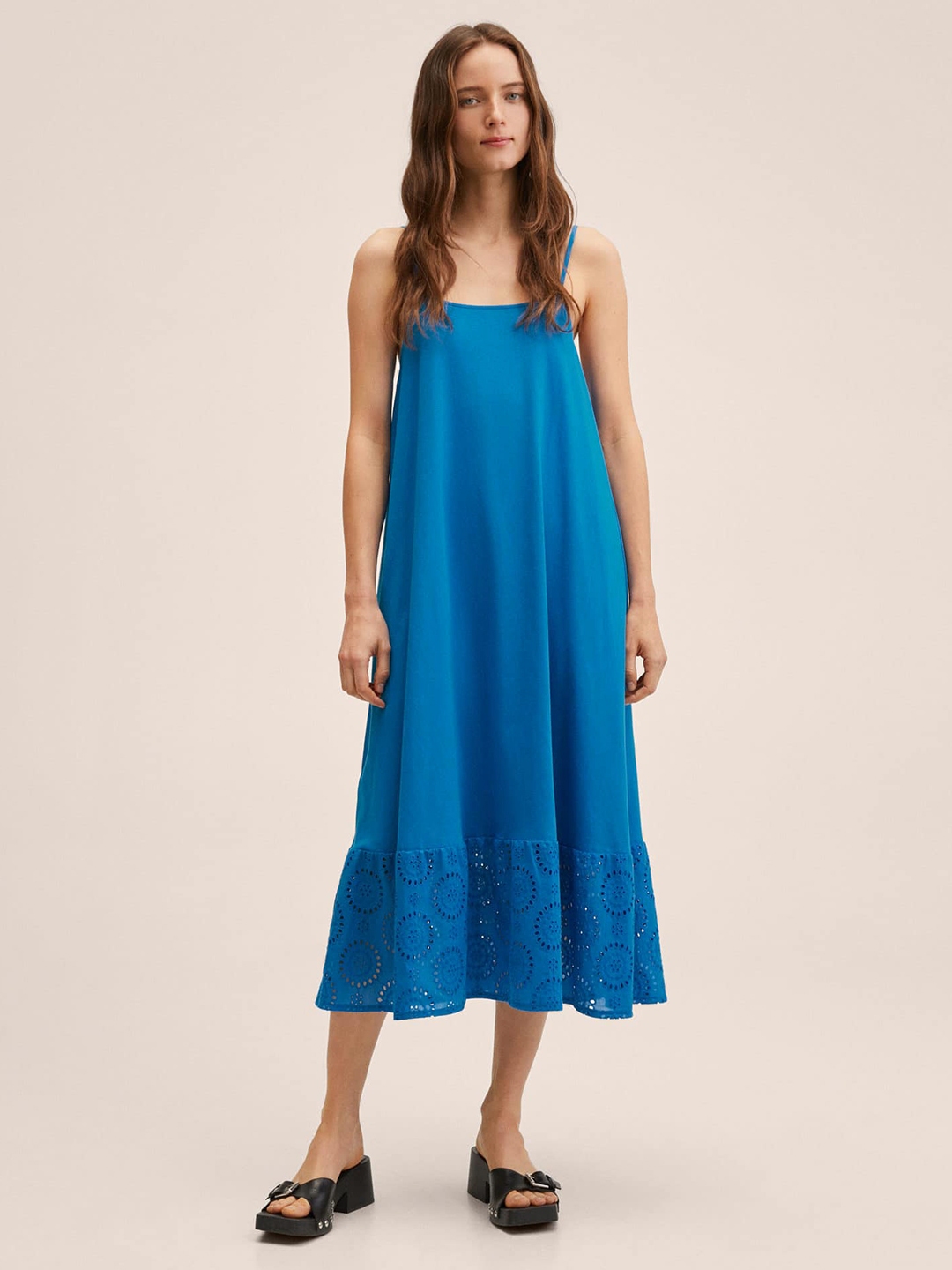 Buy MANGO Blue Pure Cotton Maxi Midi Dress Dresses for Women 18783238