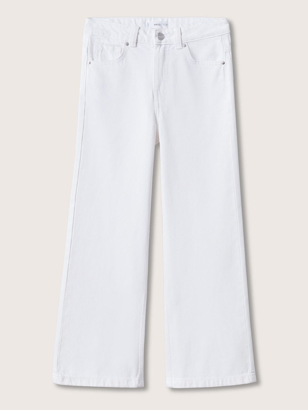 Buy Mango Kids Girls White Solid Wide Leg Cotton Jeans Jeans for