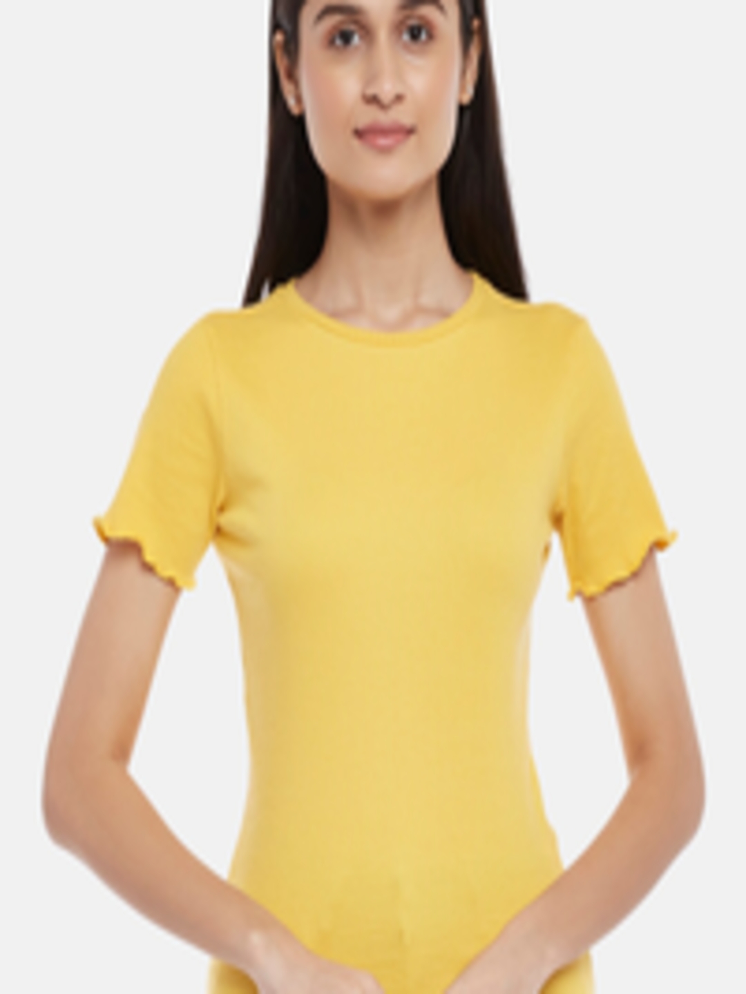 Buy Honey By Pantaloons Yellow Ribbed Top - Tops for Women 18783956 ...