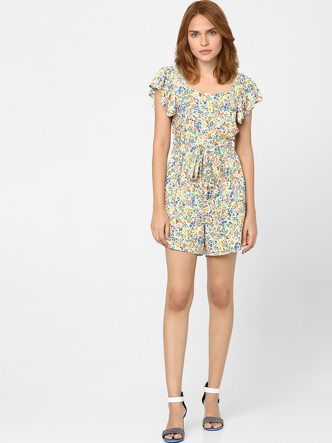 Buy Vero Moda Blue & Yellow Printed Jumpsuit Jumpsuit for Women