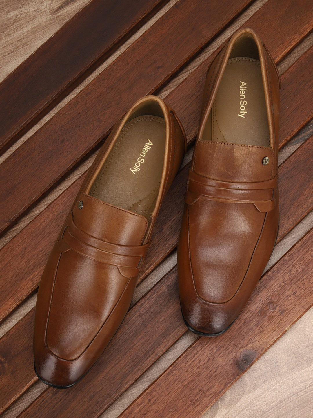 Buy Allen Solly Men Brown Solid Formal Slip Ons Formal Shoes for Men