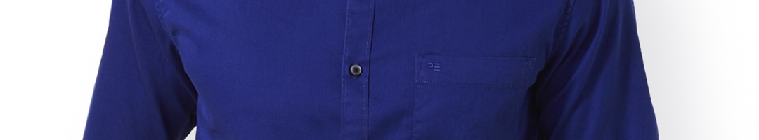 Buy Peter England Men Blue Slim Fit Solid Semiformal Shirt - Shirts for ...