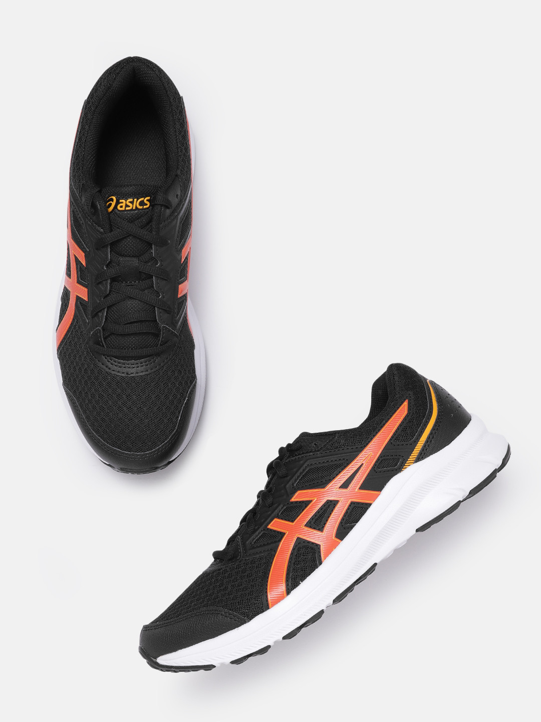 Buy ASICS Men Black & Orange Woven Design Jolt 3 Running Shoes Sports