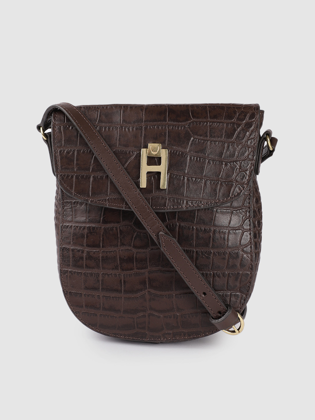 Buy Hidesign Brown Textured Leather Sling Bag Handbags for Women