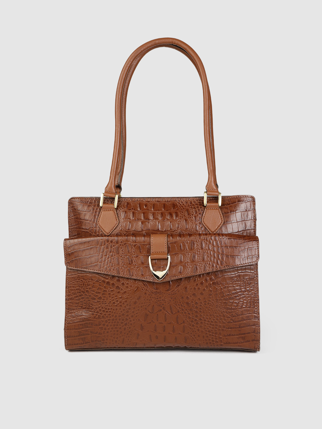 Buy Hidesign Tan Animal Textured Leather Structured Shoulder Bag