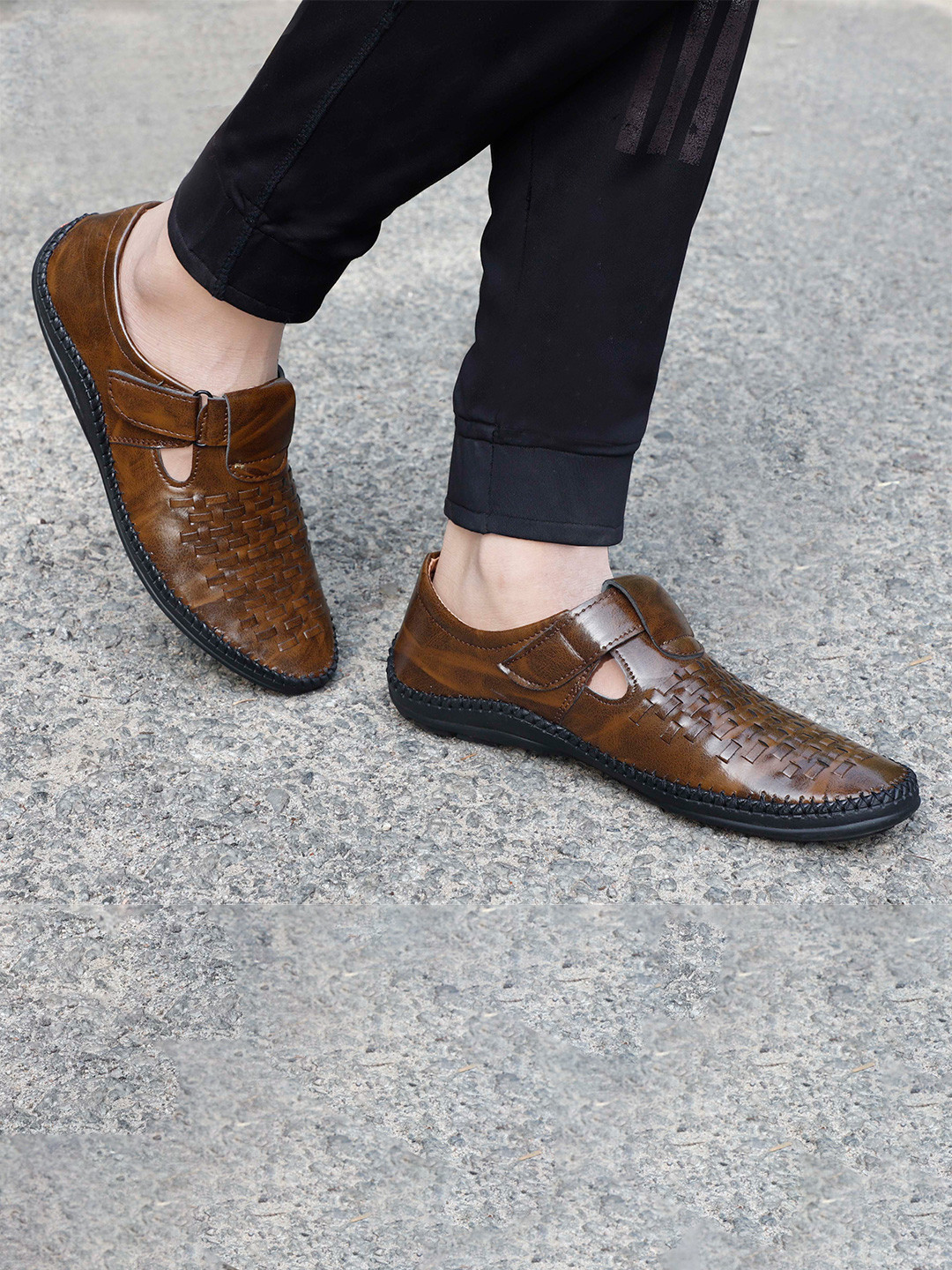 aadi men black sandals