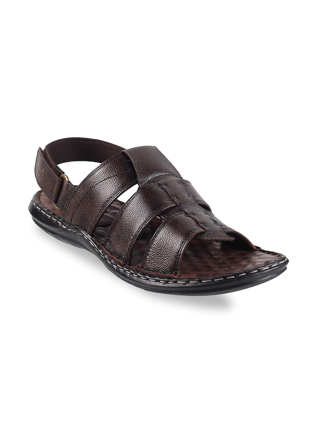 Buy Metro Men Brown & Black Leather Comfort Sandals Sandals for Men 18798404 Myntra